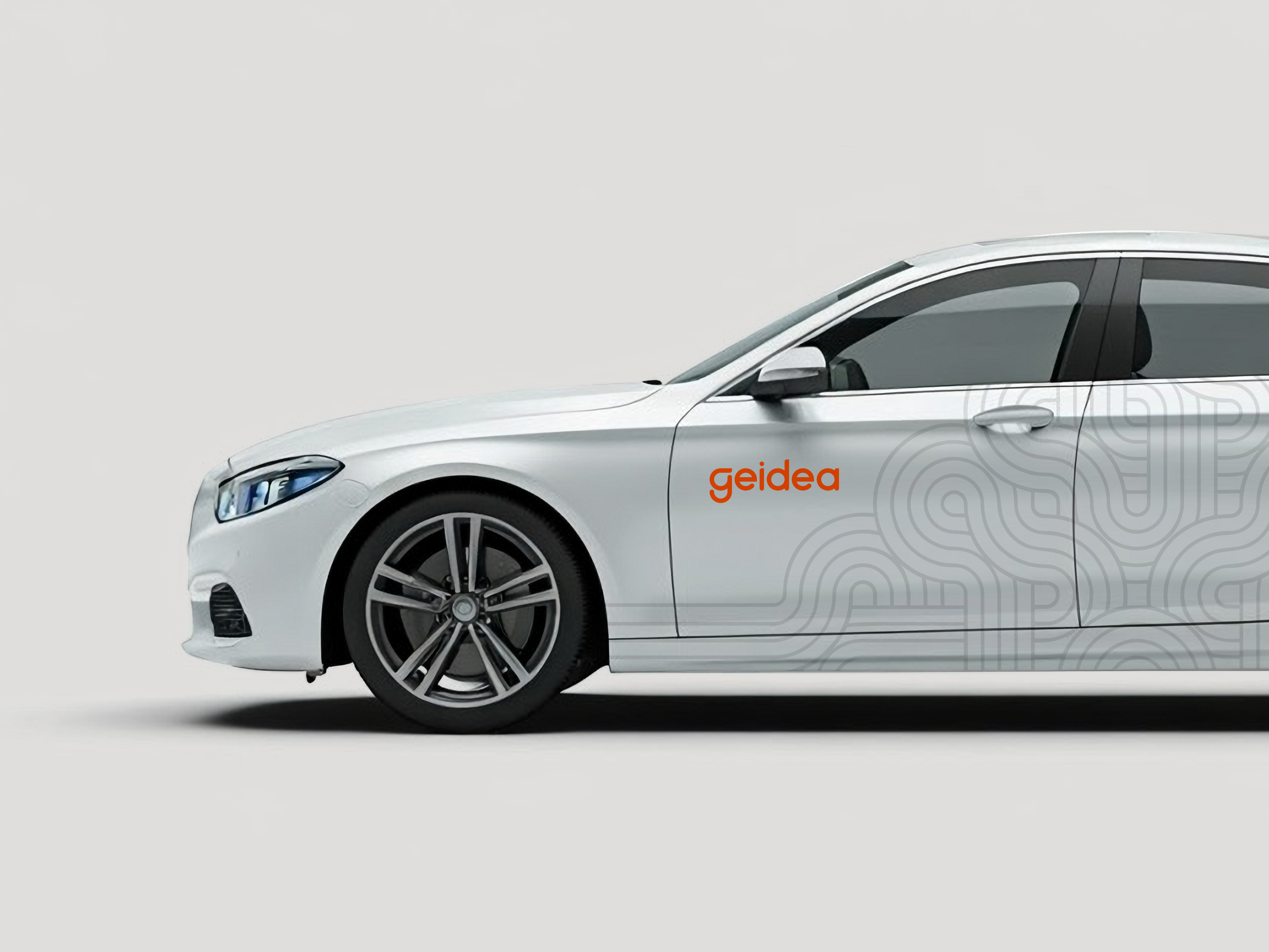 Branded car with company logo