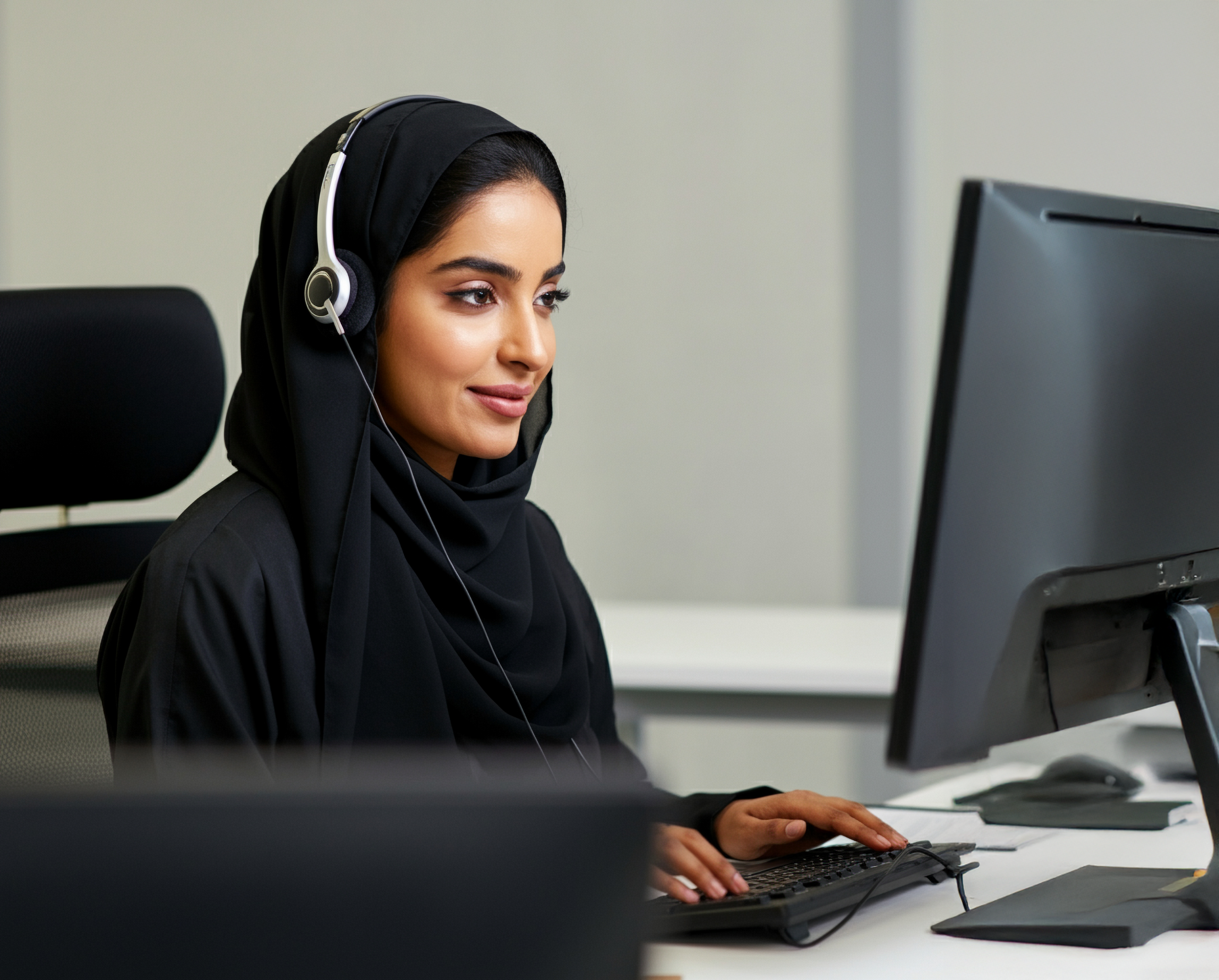 Customer support agent on a call
